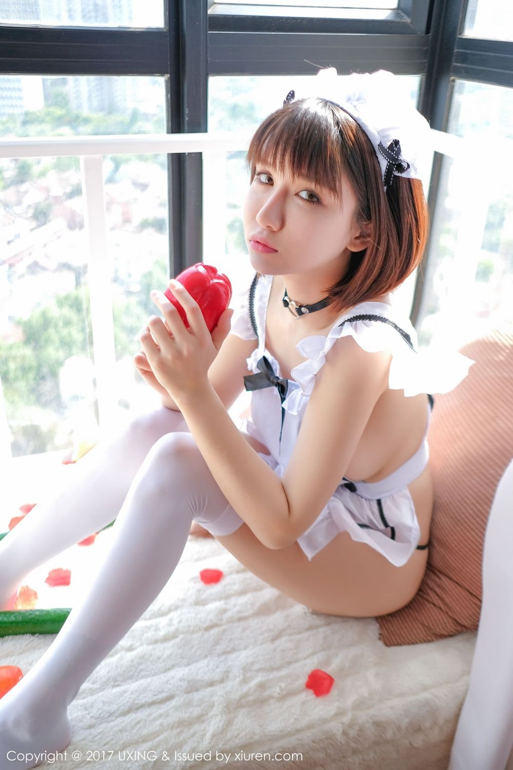 Maid outfit uniform temptation proud jiao meng Ming yan as a person tomato cucumber welfare picture(14)